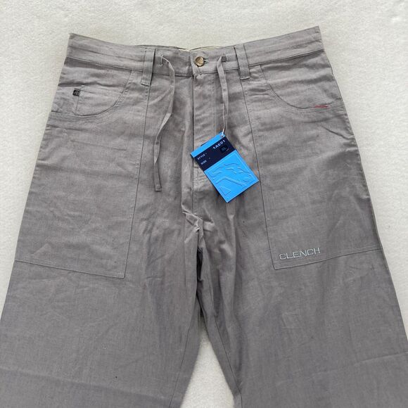 Vintage Clench Jeans Linen Pants Mens XL Gray Baggy Straight Lion Embroidery Y2K - Picture 2 of 14